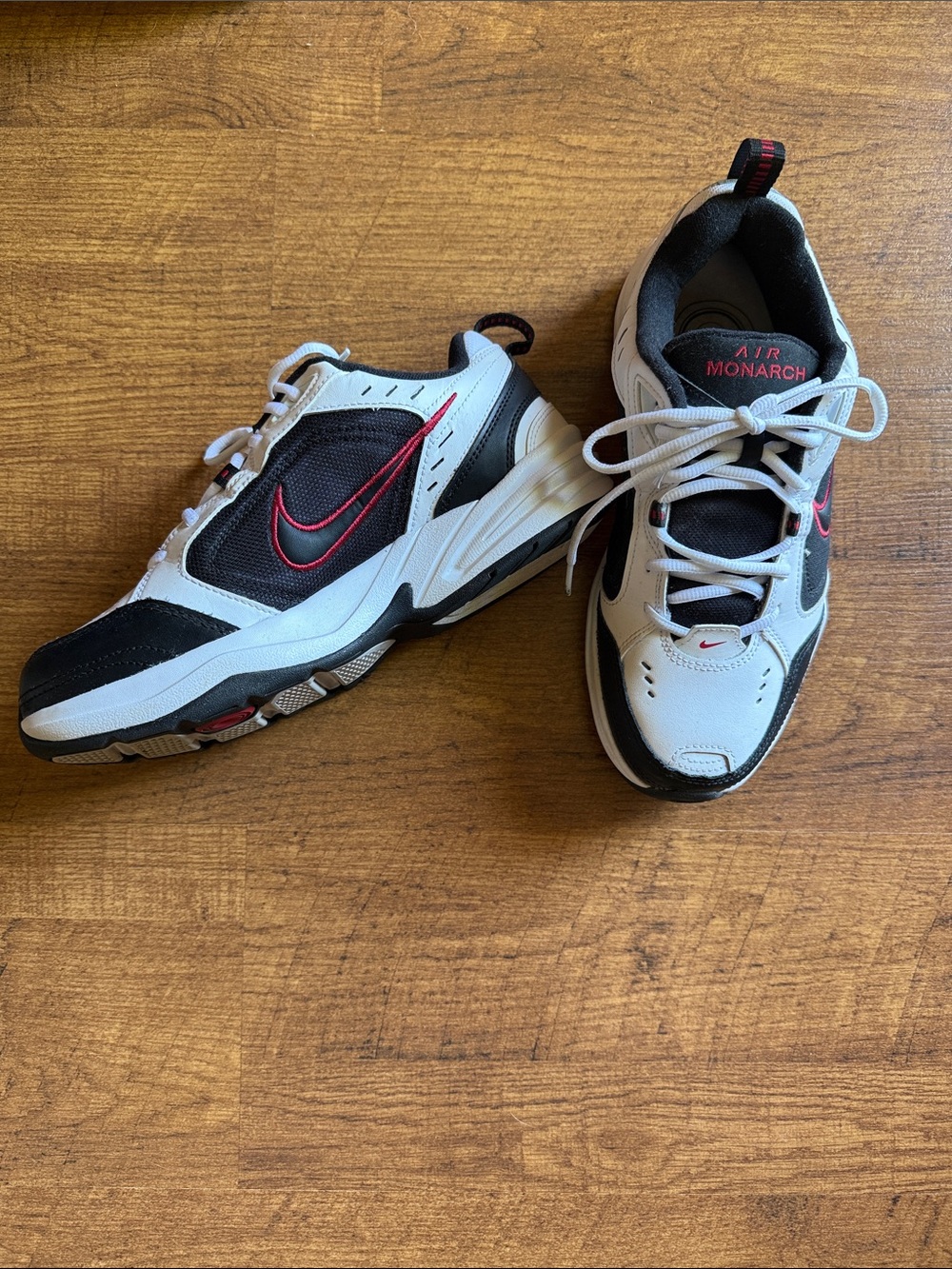 Nike Air Monarch White Black Red Sneakers